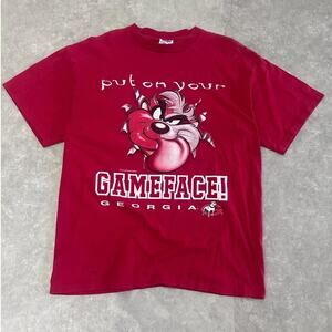 90s Vintage Georgia Bulldogs Looney Tunes Red T Shirt Size XL